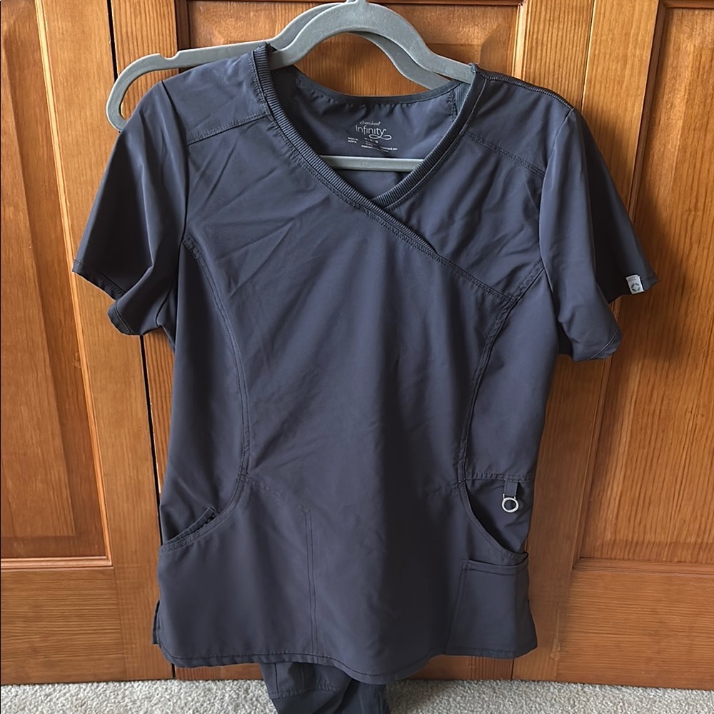 Cherokee infinity Dark Gray V-Neck Scrub Top